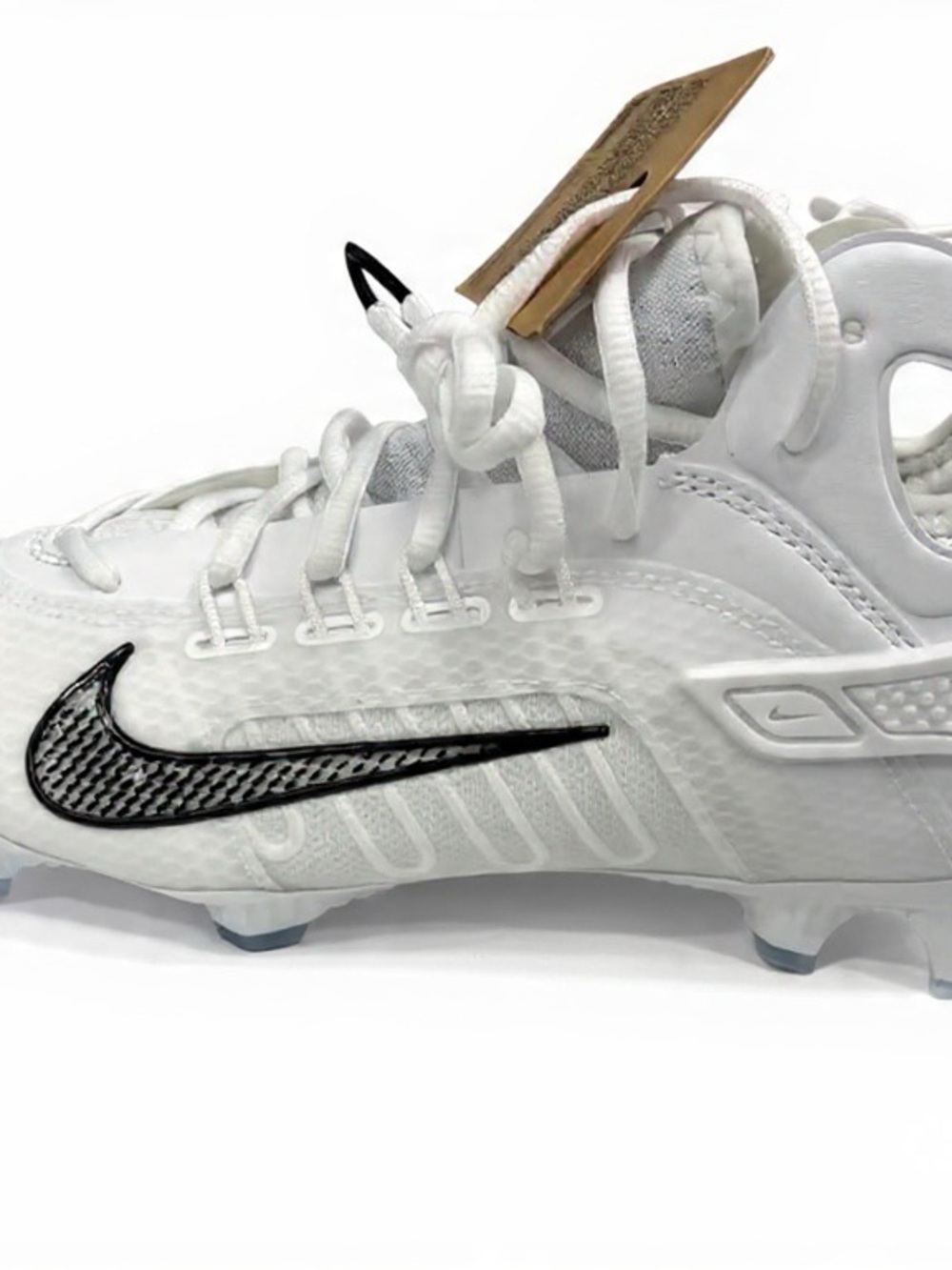 Nike White Cleats with Black Swoosh Accent